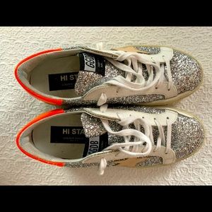 Golden Goose Hi Star Low-Top Glitter Sneakers